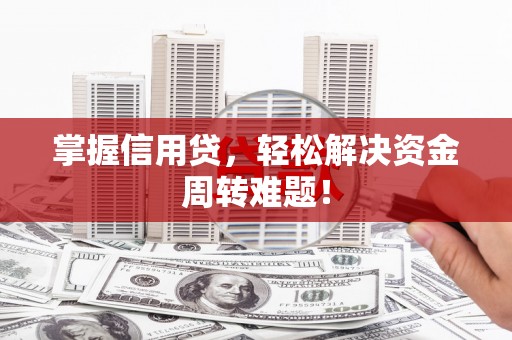 宜秀掌握信用贷，轻松解决资金周转难题！